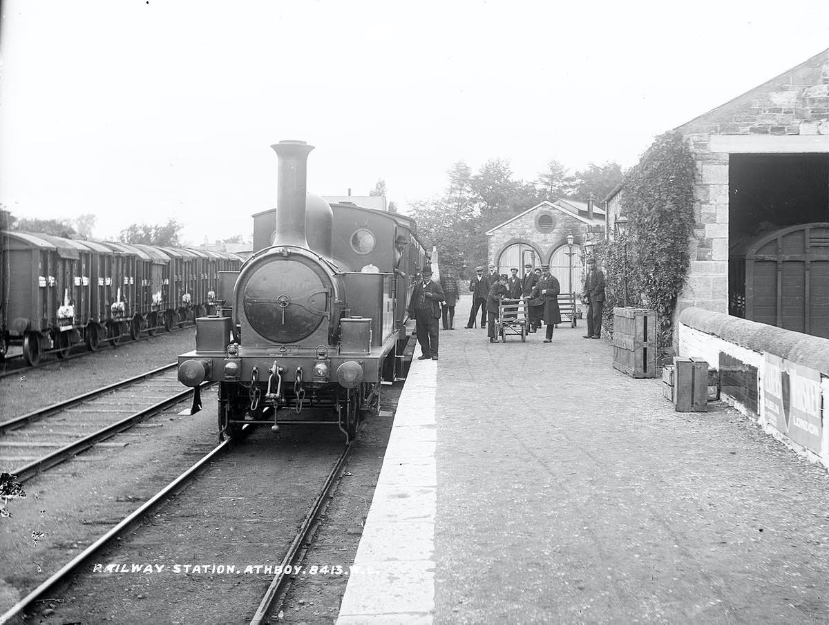 Athboy railway station old B& white